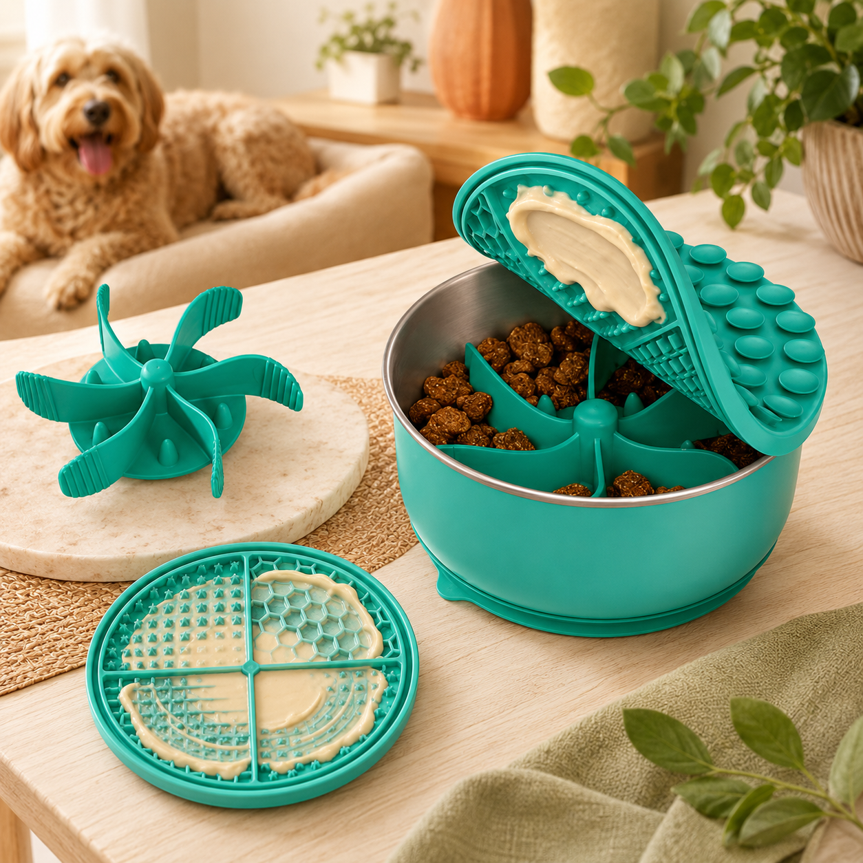CalmBowl 4-in-1 — Ciotola Slow Feeder per Cani con Lick Mat